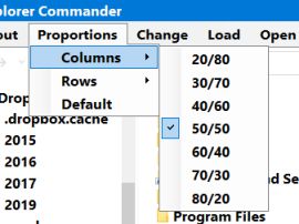 explorer commander proportions menu